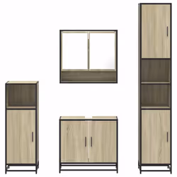 vidaXL 4ÃÂ Piece Bathroom Furniture SetÃÂ Brown Oak Engineered Wood - sonoma oak - Additional view 4