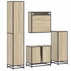 vidaXL 4ÃÂ Piece Bathroom Furniture SetÃÂ Brown Oak Engineered Wood - sonoma oak - Additional view 7