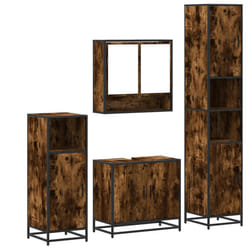 vidaXL 4ÃÂ Piece Bathroom Furniture SetÃÂ Brown Oak Engineered Wood - smoked oak