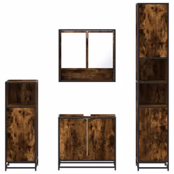 vidaXL 4ÃÂ Piece Bathroom Furniture SetÃÂ Brown Oak Engineered Wood - smoked oak - Additional view 4