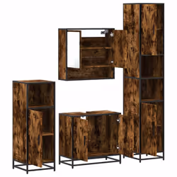 vidaXL 4ÃÂ Piece Bathroom Furniture SetÃÂ Brown Oak Engineered Wood - smoked oak - Additional view 5