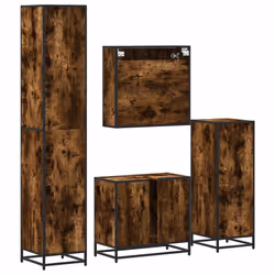 vidaXL 4ÃÂ Piece Bathroom Furniture SetÃÂ Brown Oak Engineered Wood - smoked oak - Additional view 7