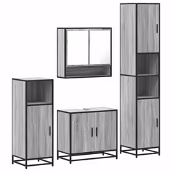 vidaXL 4ÃÂ Piece Bathroom Furniture SetÃÂ Brown Oak Engineered Wood - grey sonoma