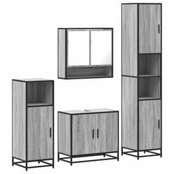 vidaXL 4ÃÂ Piece Bathroom Furniture SetÃÂ Brown Oak Engineered Wood - grey sonoma