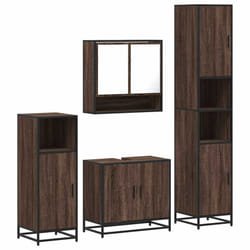 vidaXL 4ÃÂ Piece Bathroom Furniture SetÃÂ Brown Oak Engineered Wood - brown oak