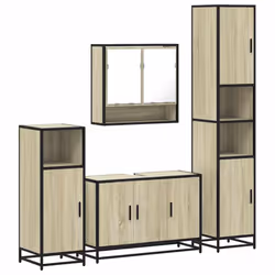 vidaXL 4ÃÂ Piece Bathroom Furniture SetÃÂ Smoked Oak Engineered Wood - sonoma oak