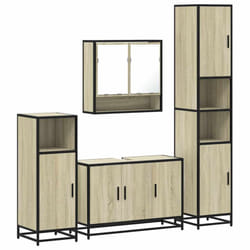 vidaXL 4ÃÂ Piece Bathroom Furniture SetÃÂ Smoked Oak Engineered Wood - sonoma oak