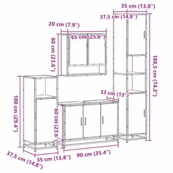 vidaXL 4ÃÂ Piece Bathroom Furniture SetÃÂ Smoked Oak Engineered Wood - sonoma oak - Additional view 10