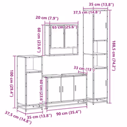 vidaXL 4ÃÂ Piece Bathroom Furniture SetÃÂ Smoked Oak Engineered Wood - smoked oak - Additional view 10