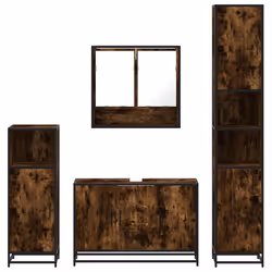 vidaXL 4ÃÂ Piece Bathroom Furniture SetÃÂ Smoked Oak Engineered Wood - smoked oak - Additional view 4