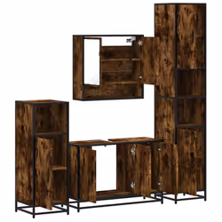 vidaXL 4ÃÂ Piece Bathroom Furniture SetÃÂ Smoked Oak Engineered Wood - smoked oak - Additional view 5