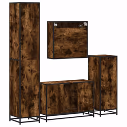 vidaXL 4ÃÂ Piece Bathroom Furniture SetÃÂ Smoked Oak Engineered Wood - smoked oak - Additional view 7