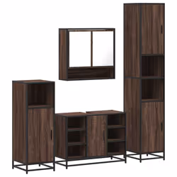 vidaXL 4ÃÂ Piece Bathroom Furniture SetÃÂ Brown Oak Engineered Wood - brown oak