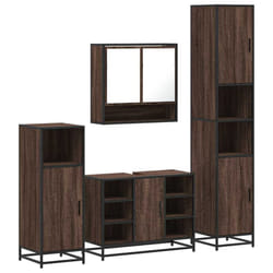 vidaXL 4ÃÂ Piece Bathroom Furniture SetÃÂ Brown Oak Engineered Wood - brown oak