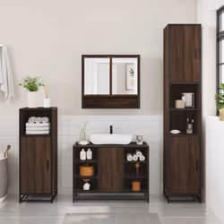 vidaXL 4ÃÂ Piece Bathroom Furniture SetÃÂ Brown Oak Engineered Wood - brown oak