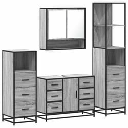 vidaXL 4ÃÂ Piece Bathroom Furniture SetÃÂ Black Engineered Wood bathroom cabinet - grey sonoma