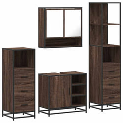 vidaXL 4ÃÂ Piece Bathroom Furniture SetÃÂ Brown Oak Engineered Wood - brown oak
