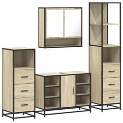 vidaXL 4ÃÂ Piece Bathroom Furniture SetÃÂ Sonoma Oak Engineered Wood - sonoma oak