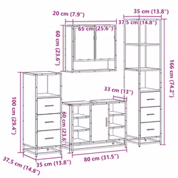 vidaXL 4ÃÂ Piece Bathroom Furniture SetÃÂ Sonoma Oak Engineered Wood - sonoma oak