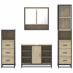vidaXL 4ÃÂ Piece Bathroom Furniture SetÃÂ Sonoma Oak Engineered Wood - sonoma oak - Additional view 4