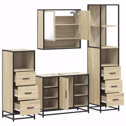 vidaXL 4ÃÂ Piece Bathroom Furniture SetÃÂ Sonoma Oak Engineered Wood - sonoma oak - Additional view 5