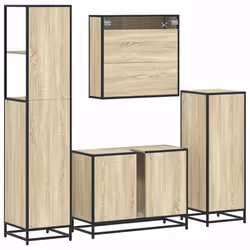 vidaXL 4ÃÂ Piece Bathroom Furniture SetÃÂ Sonoma Oak Engineered Wood - sonoma oak - Additional view 7
