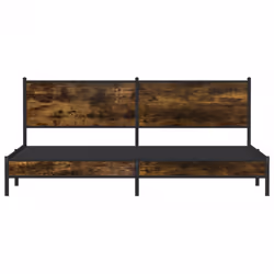 vidaXL Metal Bed Frame with Headboard Bed Base Bedstead Smoked Oak 193x203 cm - Additional view 4