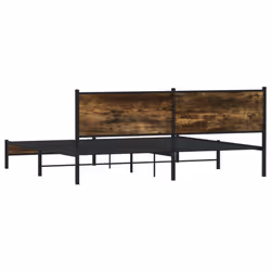 vidaXL Metal Bed Frame with Headboard Bed Base Bedstead Smoked Oak 193x203 cm - Additional view 6