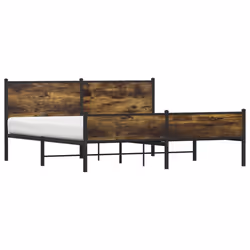 vidaXL Metal Bed Frame with Headboard and Footboard Smoked Oak Super King