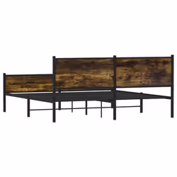 vidaXL Metal Bed Frame with Headboard and Footboard Smoked Oak Super King - Additional view 6