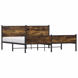 vidaXL Metal Bed Frame with Headboard and Footboard Smoked Oak 193x203 cm