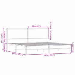 vidaXL Metal Bed Frame with Headboard Bed Sonoma Oak 180x200 cm Super King
