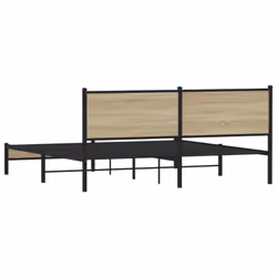 vidaXL Metal Bed Frame with Headboard Bed Sonoma Oak 180x200 cm Super King - Additional view 6
