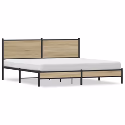 vidaXL Metal Bed Frame with Headboard Bed Base Bedstead Sonoma Oak 183x213 cm