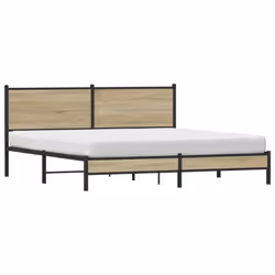 vidaXL Metal Bed Frame with Headboard Bed Base Bedstead Sonoma Oak 183x213 cm