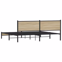 vidaXL Metal Bed Frame with Headboard Bed Base Bedstead Sonoma Oak 193x203 cm - Additional view 6