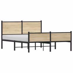 vidaXL Metal Bed Frame with Headboard and Footboard Bed Sonoma Oak King Size