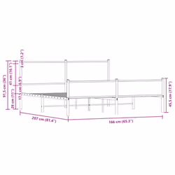vidaXL Metal Bed Frame with Headboard and Footboard Sonoma Oak 160x200 cm