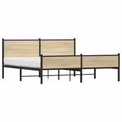 vidaXL Metal Bed Frame with Headboard and Footboard Sonoma Oak 183x213 cm
