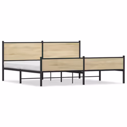 vidaXL Metal Bed Frame with Headboard and Footboard Sonoma Oak 193x203 cm