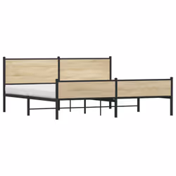 vidaXL Metal Bed Frame with Headboard and Footboard Sonoma Oak 193x203 cm