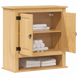 vidaXL Bathroom Wall Cabinet Hanging Wall Storage Cupboard Solid Wood Pine - Additional view 2