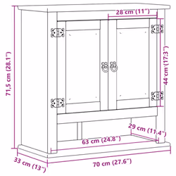vidaXL Bathroom Wall Cabinet Hanging Wall Storage Cupboard Solid Wood Pine - Additional view 3