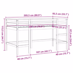 vidaXL Kids' Loft Bed with Ladder Bunk Bed Wax Brown 80x200 cm Solid Wood Pine - 80 x 200 cm - Additional view 8