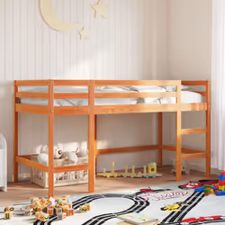 vidaXL Kids' Loft Bed with Ladder Bunk Bed Wax Brown 80x200 cm Solid Wood Pine - 90 x 200 cm