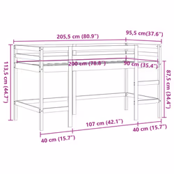 vidaXL Kids' Loft Bed with Ladder Bunk Bed Wax Brown 80x200 cm Solid Wood Pine - 90 x 200 cm