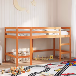 vidaXL Kids' Loft Bed with Ladder Bunk Bed Wax Brown 80x200 cm Solid Wood Pine - 90 x 190 cm