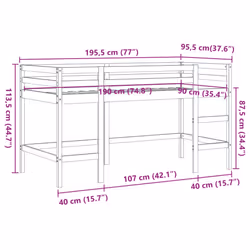 vidaXL Kids' Loft Bed with Ladder Bunk Bed Wax Brown 80x200 cm Solid Wood Pine - 90 x 190 cm