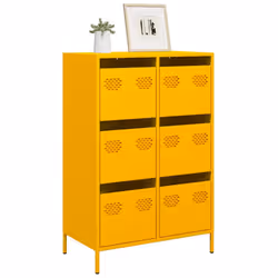 vidaXL Highboard Mustard Yellow 68x39x101.5 cm Steel book cabinet