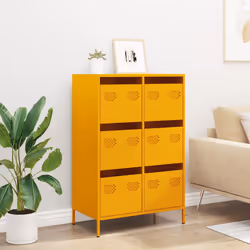 vidaXL Highboard Mustard Yellow 68x39x101.5 cm Steel book cabinet